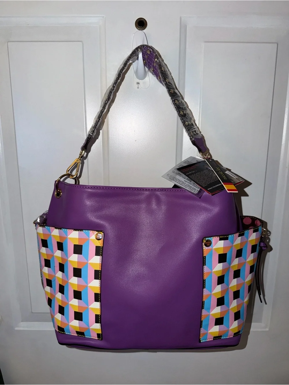 Nicole Lee Purple Shoulder Bag with Colorblock Accent